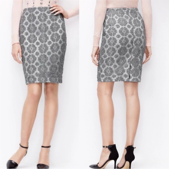 Ann Taylor Dresses & Skirts - NWT Ann Taylor Silver Lace Overlay Sz 2 mini skirt